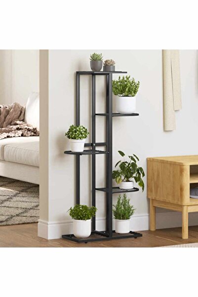 vidaxl حامل زهور من 5 طوابق 43x22x98 سم معدن أسود