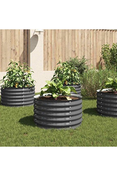 vidaxl Garden Raised Bed 80x80x44 cm Galvanised Steel Grey