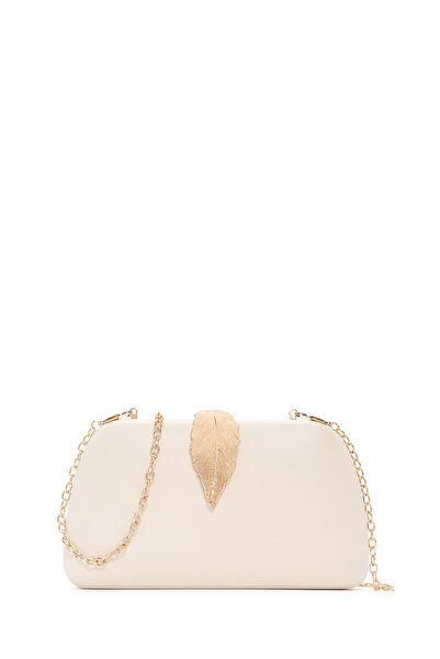 Derimod Γυναικεία Κρεμ Βραδινή Τσάντα Μίνι Πορτφόλιο με Μακρύ Λουράκι Αλυσίδα...