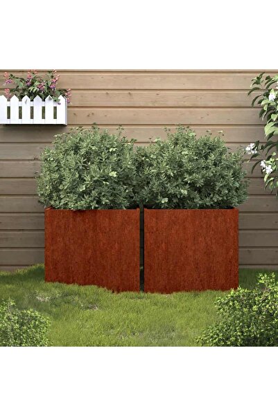 vidaxl 2 وعاء زراعة 49x47x46 سم من الفولاذ كورتن