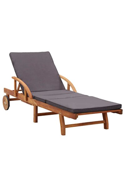 vidaxl Sun Lounger with Cushion Solid Acacia Wood