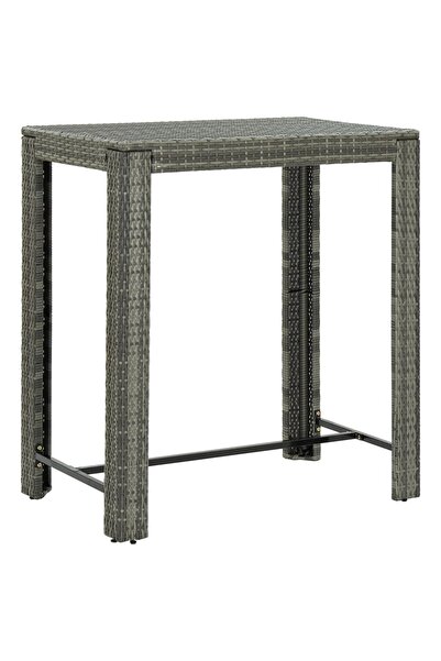 vidaxl Garden bar table, grey, 100 x 60.5 x 110.5 cm, polyrattan