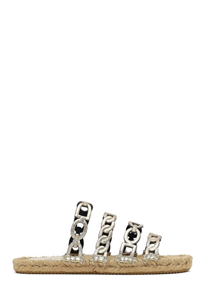 Derimod Γυναικείες χρυσές μεταλλικές δερμάτινες παντόφλες 25SFD206132