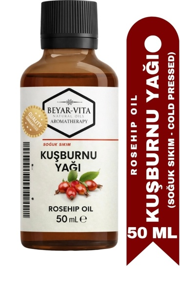 BEYARVİTA Kuşburnu yağı 50 ml - soğuk sıkım - cam şişe - rosehip oil - saf ve...
