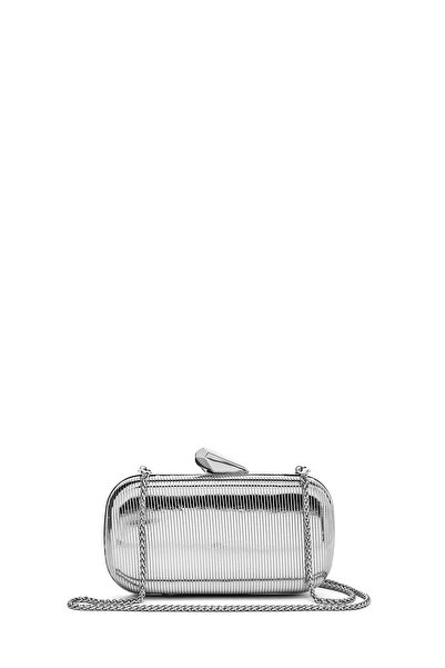 Derimod Γυναικεία ασημένια μεταλλική μίνι τσάντα βραδινού φορέματος με μακρύ ...