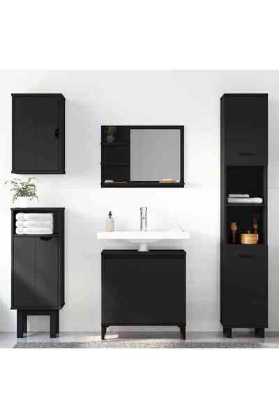 vidaxl Bathroom Mirror Black 60x10.5x45 cm Engineered Wood