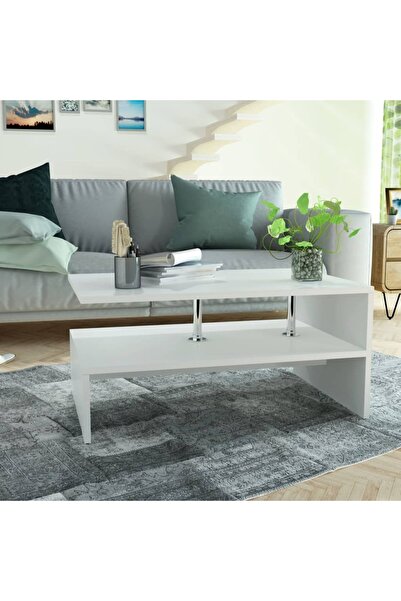 vidaxl طاولة قهوة من الخشب الهندسي 90x59x42 سم، بيضاء