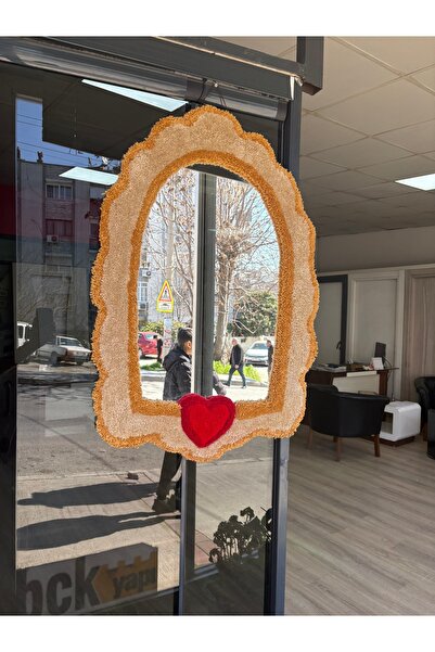 Afro Dekorasyon Kalpli makyaj aynası , duvar dekoru , hediyelik ayna , ev dek...