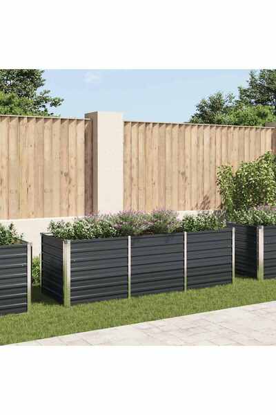vidaxl Garden Raised Bed Anthracite 240x80x77 cm Galvanised Steel