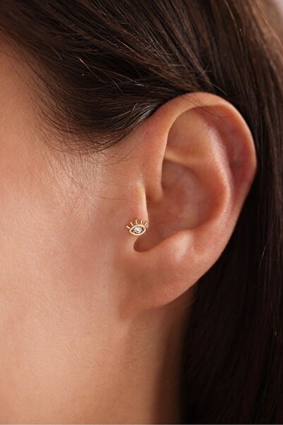 Gianfranco 14 Ayar Altın Taşlı Göz Tragus Küpe