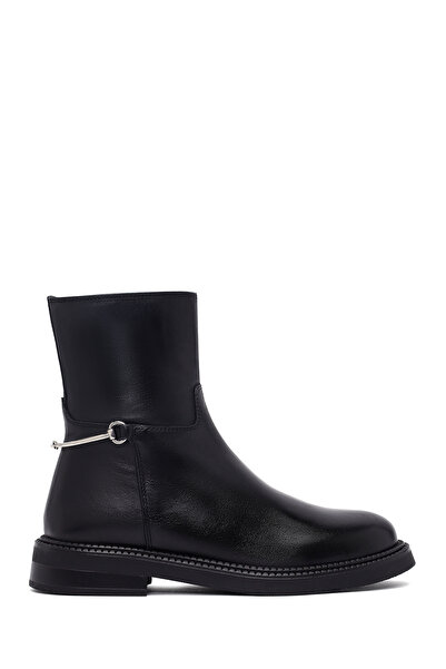 Derimod Women's Black Zippered Leather Boots 25Wfd512718