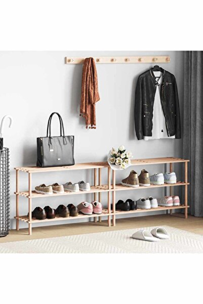 vidaxl 3-Tier Shoe Racks 2 pcs Solid Fir Wood