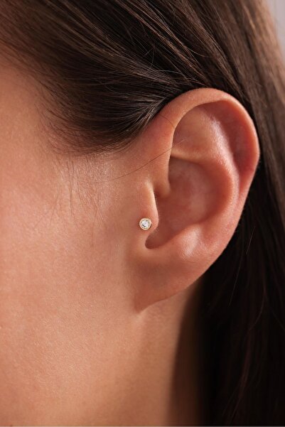 Gianfranco 14 Ayar Altın Tek Taşlı Punto Tragus Küpe