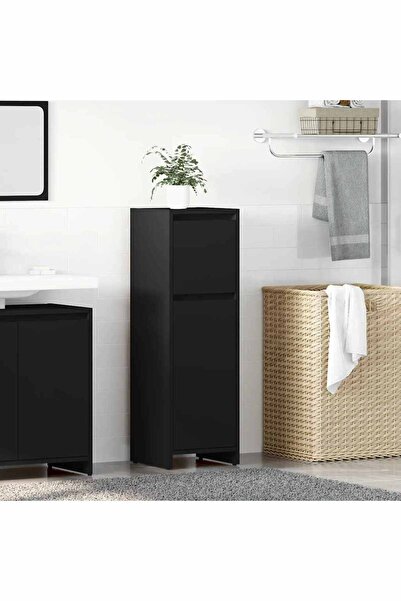 vidaxl Bathroom Cabinet Black 30x30x95 cm Engineered Wood