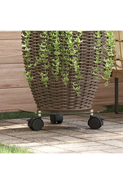 vidaxl Plant Rollers 2 pcs Tempered Glass 28 cm Round