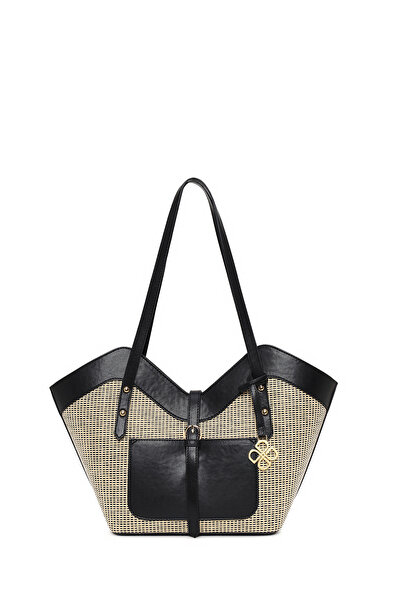 Derimod Γυναικεία τσάντα ώμου σε μπεζ χρώμα από ψάθινο υλικό 26SBD231014