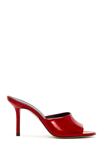 Derimod Women's Red High Thin Heeled Patent Leather Slippers 26Sfd121316