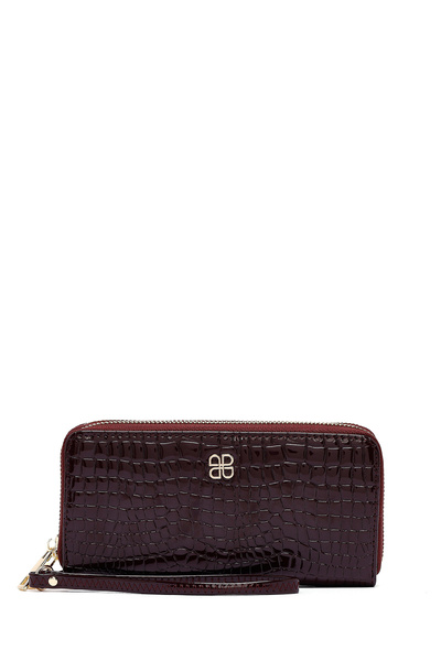 Derimod Γυναικείο πορτοφόλι κροκόδειλου σε μπορντό χρώμα 000A2D5506E3