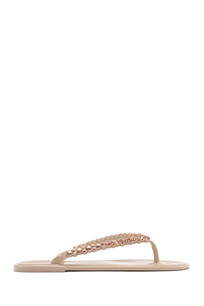 Derimod Γυναικείες Παντόφλες Σαγιονάρες Μπεζ Πέτρινες Ζελέ 25SFE4916PV