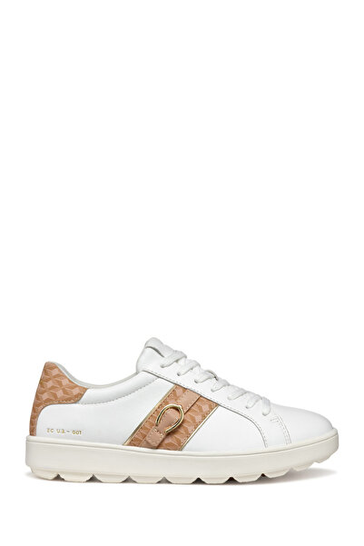 Geox Women's White D Spherica Ecub - 1 a - Na + Pr.Sy Lace-Up Sneakers, Genui...