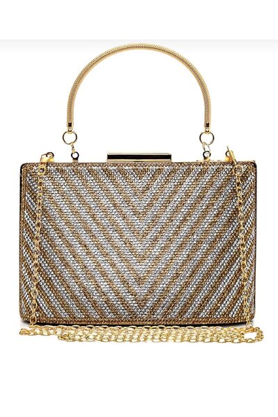 Alphus Κομψή βραδινή τσάντα με τριγωνική θήκη με πέρλες