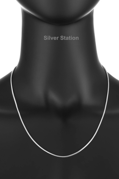 Silver Station İtalyan 925 Ayar Gümüş Kolye, Gümüş Yuvarlak Yılan Zincir Koly...