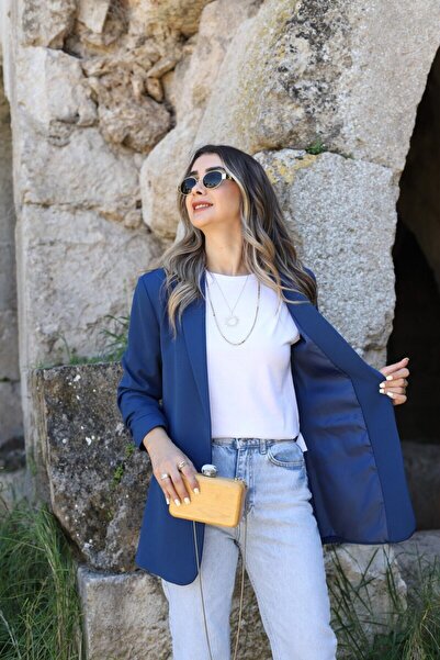 bytugcekaya İndigo Kol Büzgü Detay Blazer