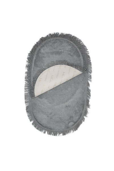 MK HOMETEKS Mk-Hometeks Simple Oval Large Model Gray Tasseled 2-Piece Bathroom Mat Set