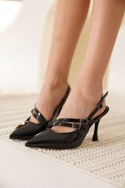 AuroraStore Γυναικεία μαύρα λουστρίνια παπούτσια με τακούνι TR08MS39A