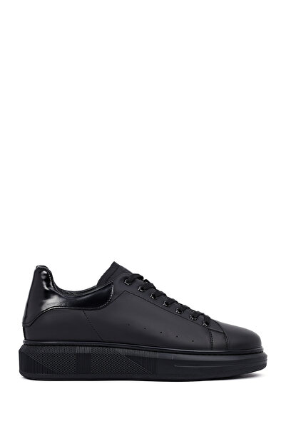 Derimod Men's Black Lace-Up Thick Soled Genuine Leather Sneaker, Winter Sport...