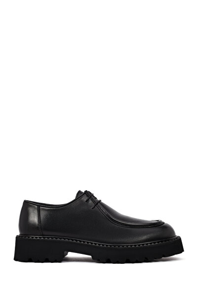 Derimod Men's Black Lace-Up Thick Sole Leather Casual Shoes 25Wfd828118