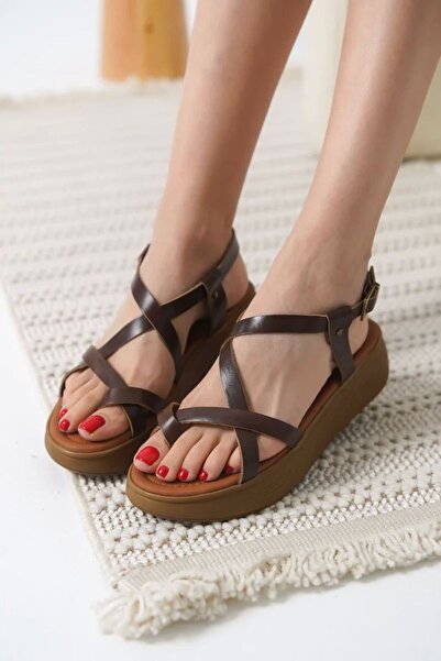 gndzhome Σανδάλια από γνήσιο δέρμα Bitter Brown TR31MY59C