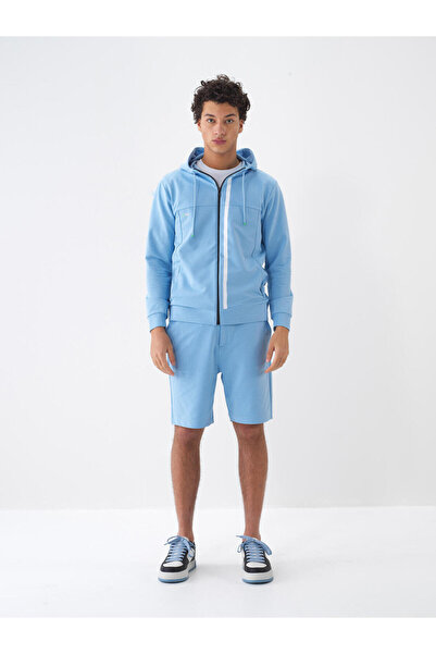 Xint Erkek Mavi Slim Fit Pamuklu Sweatmont