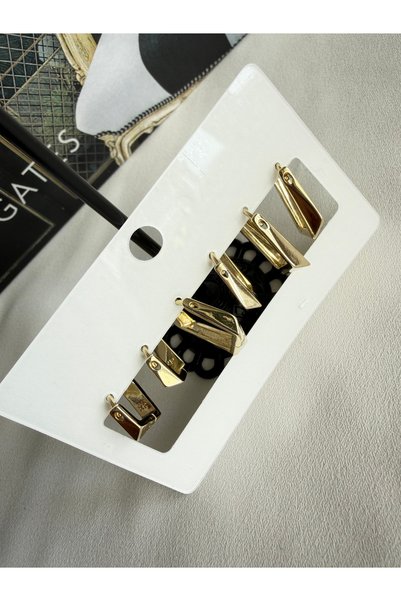 XUPING JEWELRY 6-Piece Geometric Gold Color Steel Earrings