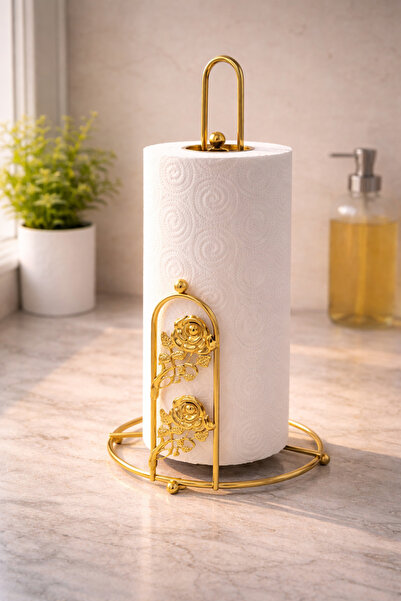 OEM Χρυσή μεταλλική βάση για ρολό κουζίνας, με σχέδιο τριαντάφυλλα, σταθερή, ...