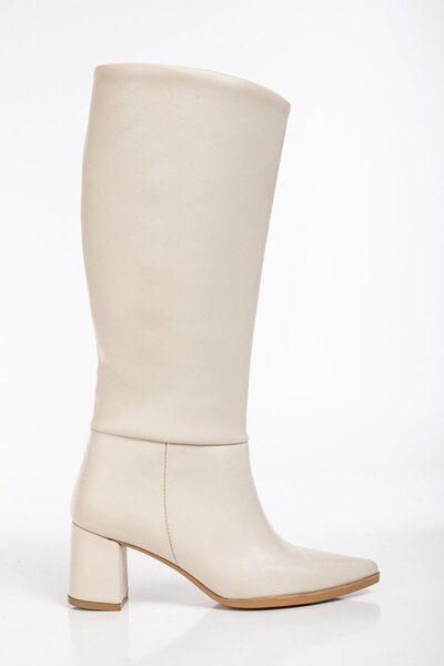 Alphus Γυναικείες κομψές μπότες με τακούνι Serrace μέχρι τη γάμπα