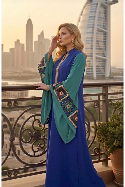MarkAndMark Kadın taşlı nakışlı payet işlemeli abaya