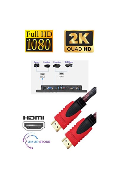 Genel Markalar 20 Metre Örgülü HDMI Kablo - 20 Metre HDMI to HDMI Kablo Örgülü Form 1.4V