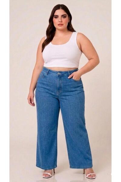 FİVA JEANS Women'S-Battal Premium Plus Size Wide Leg Lycra Comfortable Cut De...
