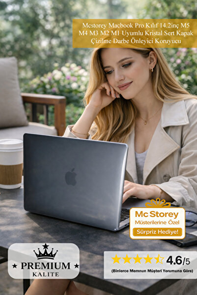 Mcstorey Macbook Pro Kılıf 14.2inç M5 M4 M3 M2 M1 Uyumlu Kristal Sert Kapak Ç...