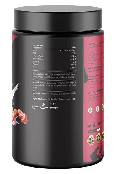 GRIZZONE Rice Cream 800 Gr ( Çilek )