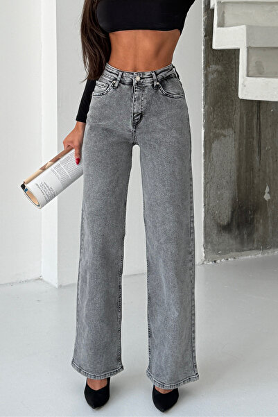 alanora Smoked High Waist φαρδύ μπατζάκι / Φαρδύ πόδι ελαστικό / ελαστικό ύφα...