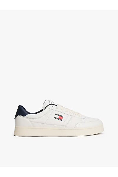 Tommy Hilfiger Ανδρικό άνετο δερμάτινο sneaker με επίπεδη σόλα, αναπνέουσα επ...