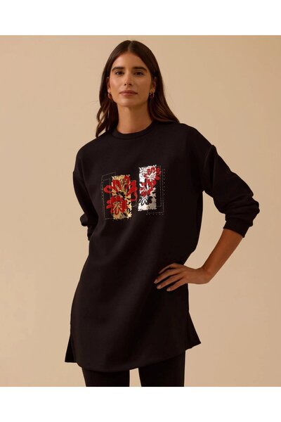 SEÇİL YENİ KADIN çiçek baskılı sweatshirt 10002522311008
