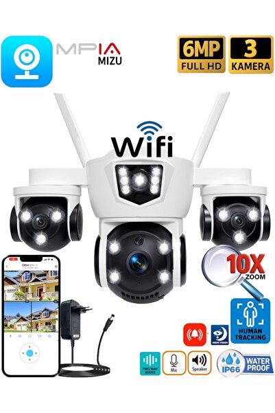 MPIA Mizu 6MP Üç Kameralı 10X Dijital Zoom Gece Görüş Wifi Sesli Türkçe Adapt...