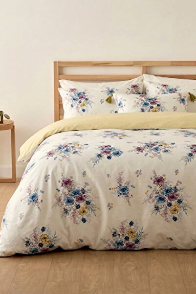 LaLiva Demet Güller Διπλό Σετ Κλινοσκεπασμάτων - Με Ελαστικό Σεντόνι - Βαμβακ...