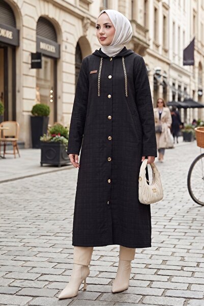 Bestenur Καπέλο με κουμπιά με λεπτομέρεια αλυσίδας 1647 - Μαύρο