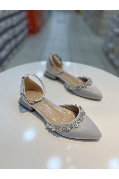 Alphus Γυναικείο κομψό βραδινό φόρεμα μπαλαρίνας από σατέν υλικό Şah Taşlı, ε...