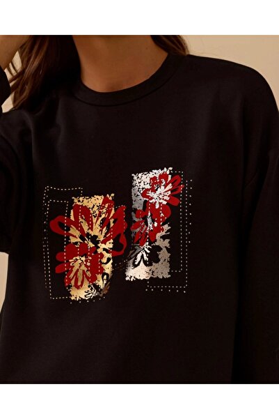 SEÇİL YENİ KADIN çiçek baskılı sweatshirt 10002522311008