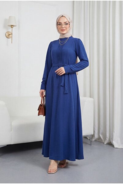 HİJABAYA Λεπτομερές Φόρεμα Ayrobin με Ζώνη και Κορδόνια